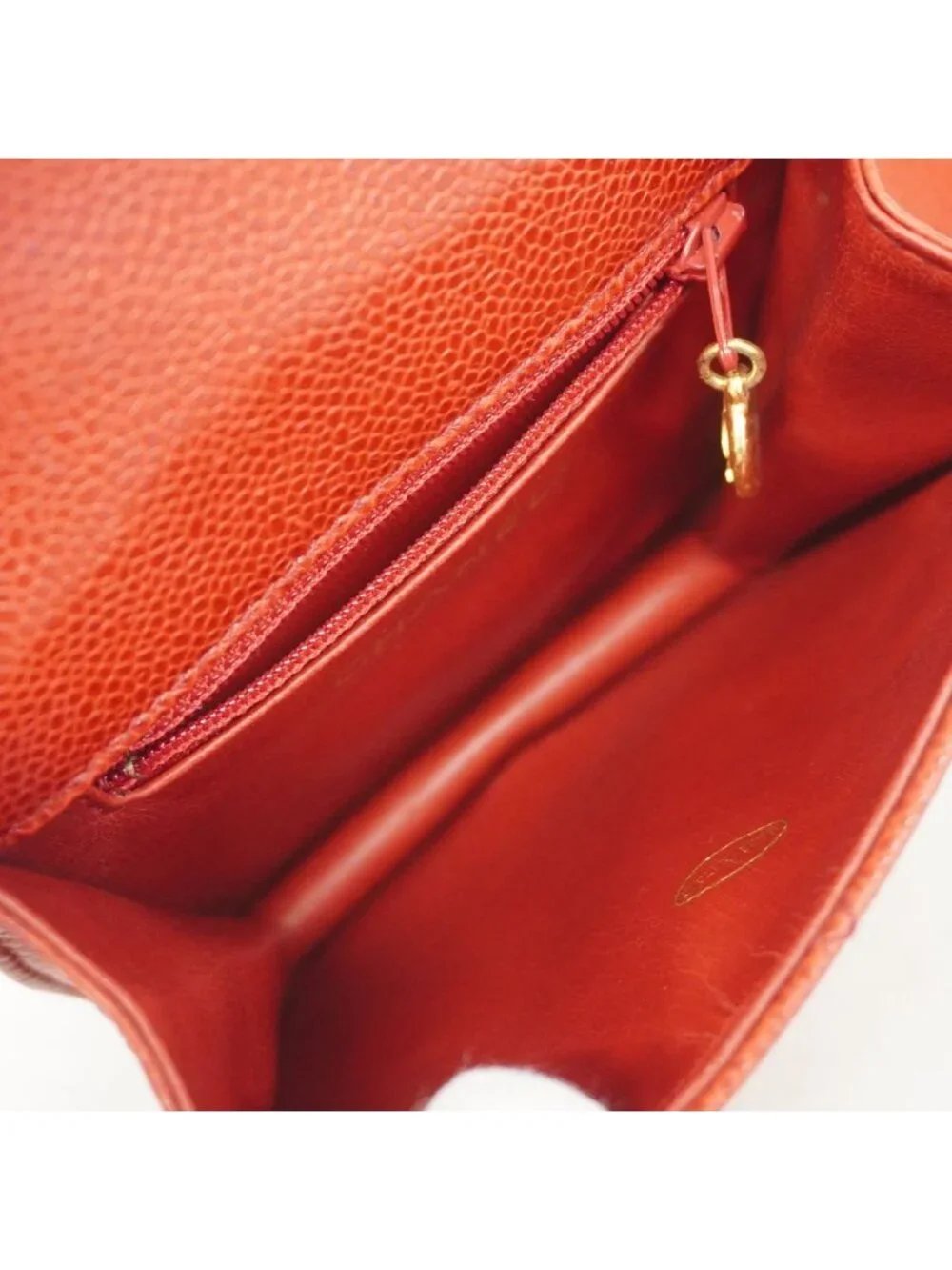Chanel Waist Bag Quilted Caviar Leather Red Gold